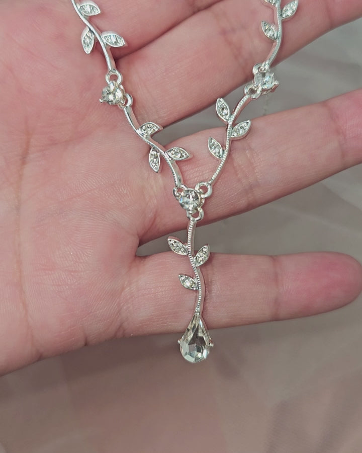 simple crystal necklace and earrings for the bride or bridesmaids from cassandra lynne