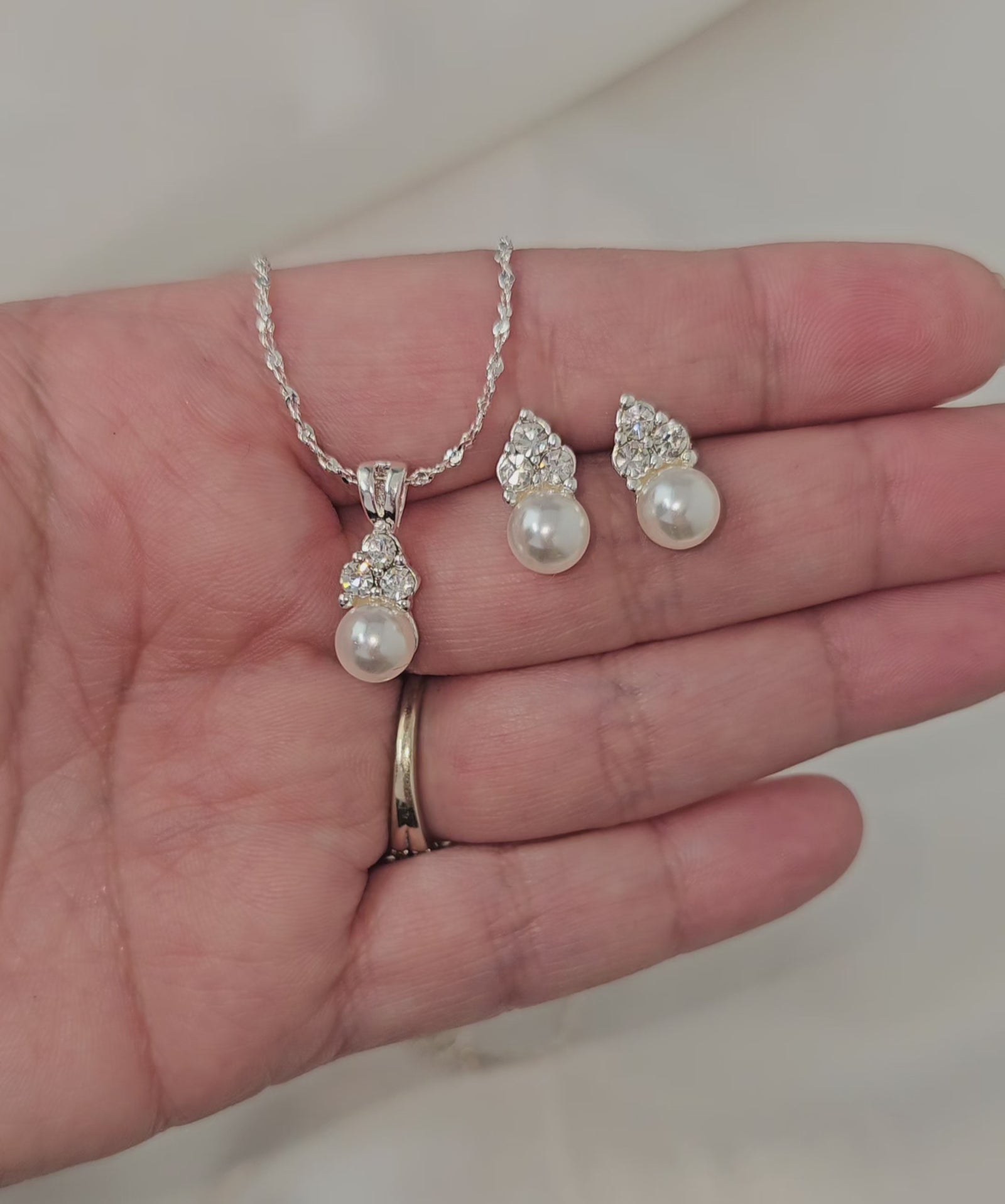 Simple Bridesmaid Jewelry Set Silver