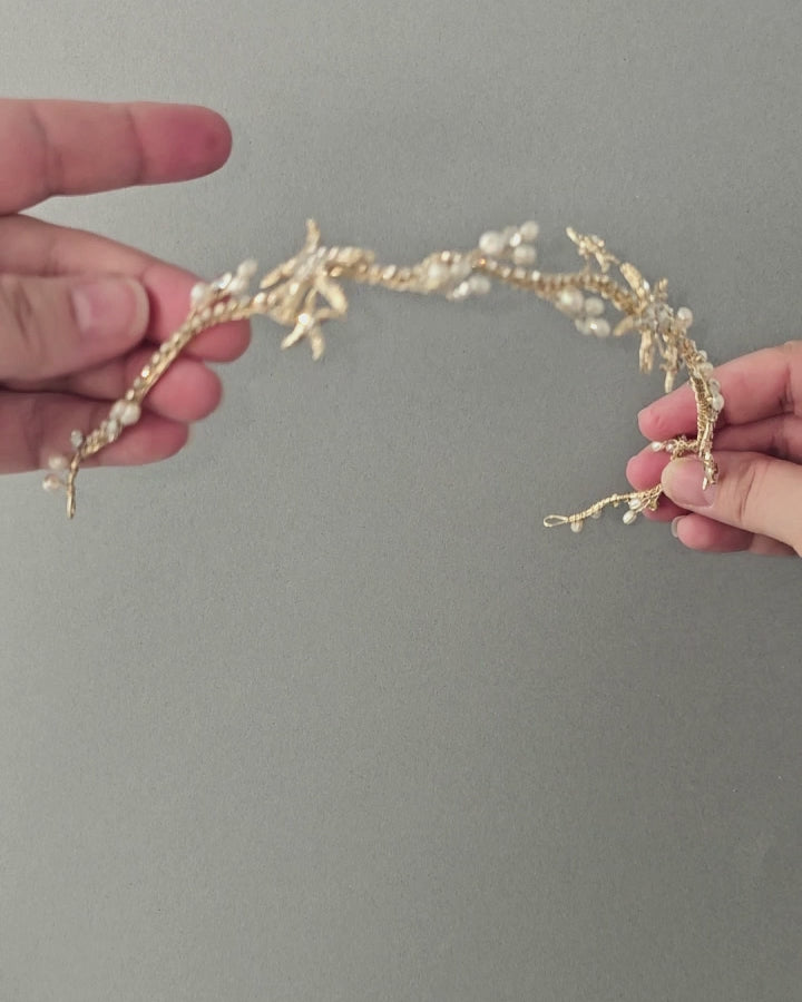 Gold Starfish wedding headband headpiece - Cassandra Lynne