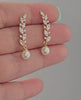 Feather Vine Pearl Drop Earrings