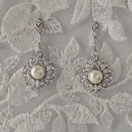 Vintage Glam Style Pearl Bridal Earrings - Cassandra Lynne