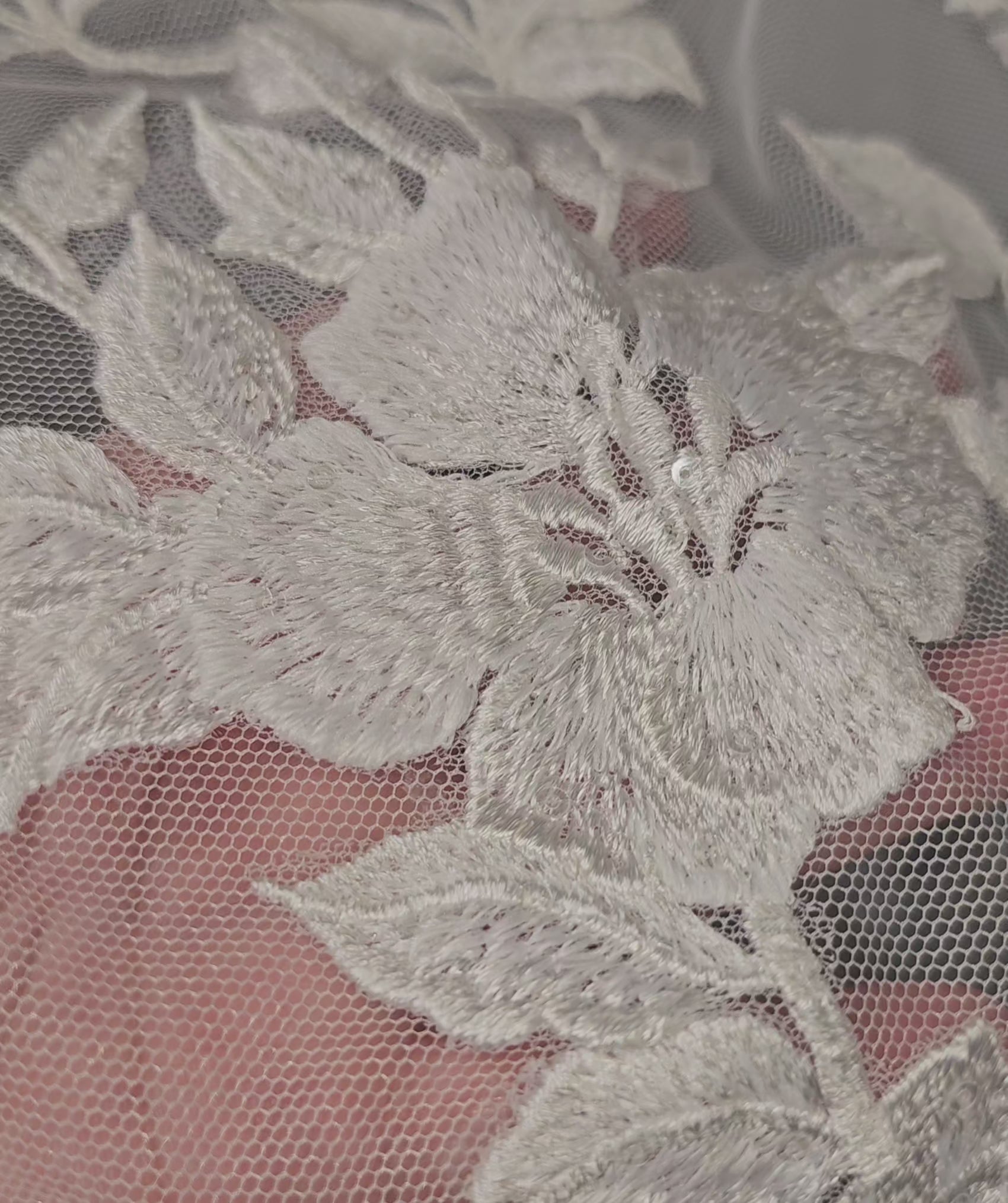 Cathedral Luxe Tulle Lace Wedding Veil Detail