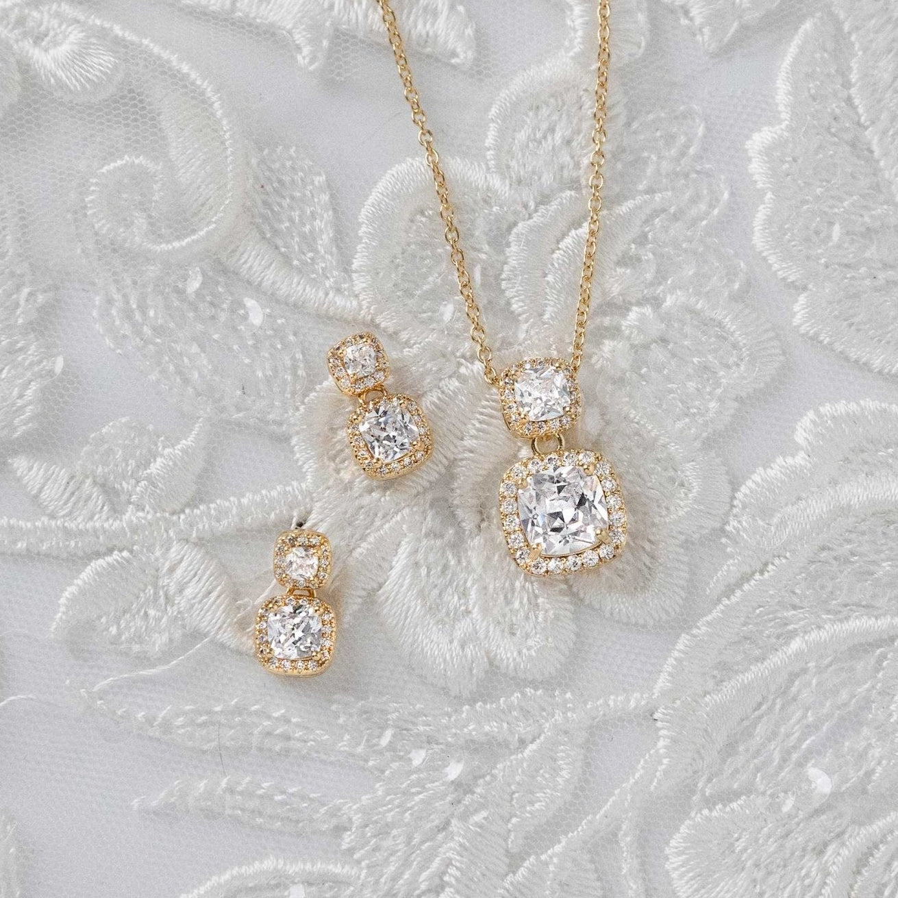 Princess Earrings and Pendant Necklace - Necklace Set - Cassandra Lynne