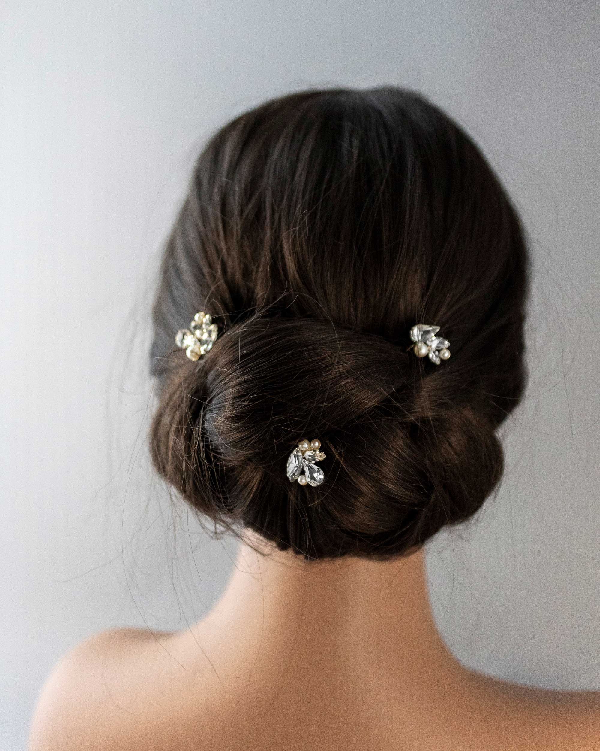 Bridal Hair Pin Set of Rhinestones and Pearls - Cassandra Lynne