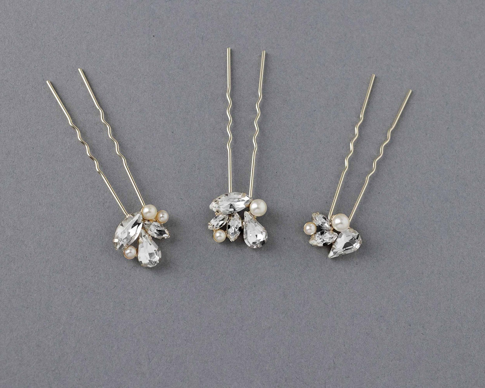 Bridal Hair Pin Set of Rhinestones and Pearls - Cassandra Lynne