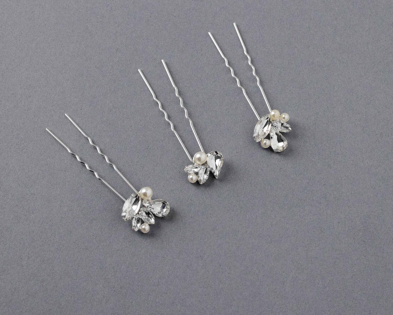 Bridal Hair Pin Set of Rhinestones and Pearls - Cassandra Lynne