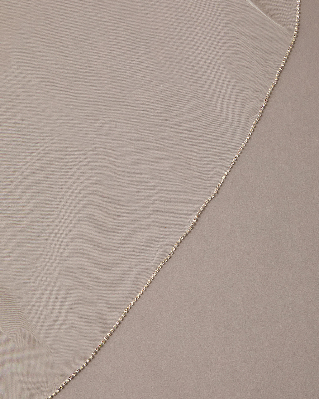 Fingertip Bridal Veil with Rhinestone Chain Trim