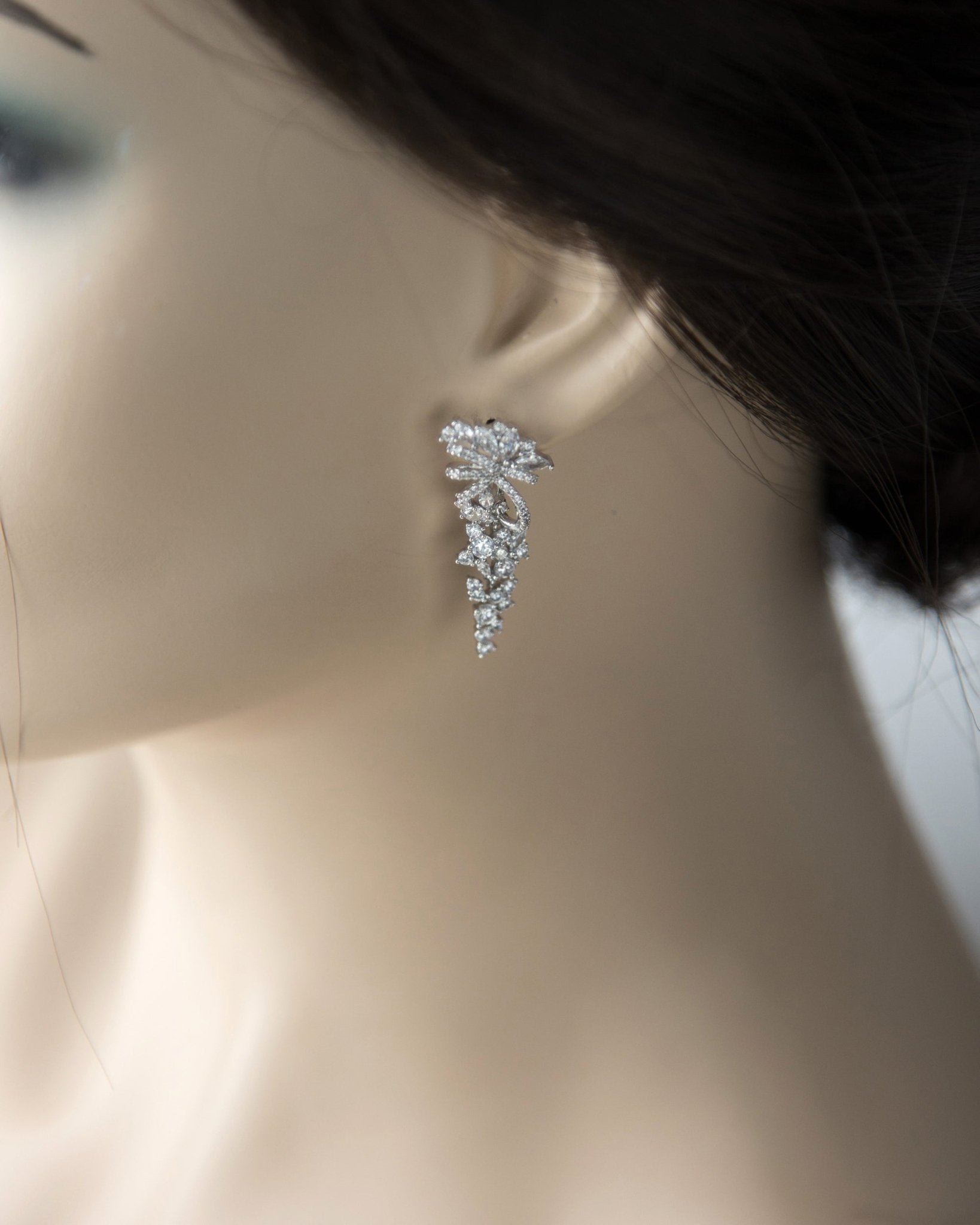 Ribbon Wrapped Marquise CZ Wedding Earrings - Earrings - Cassandra Lynne