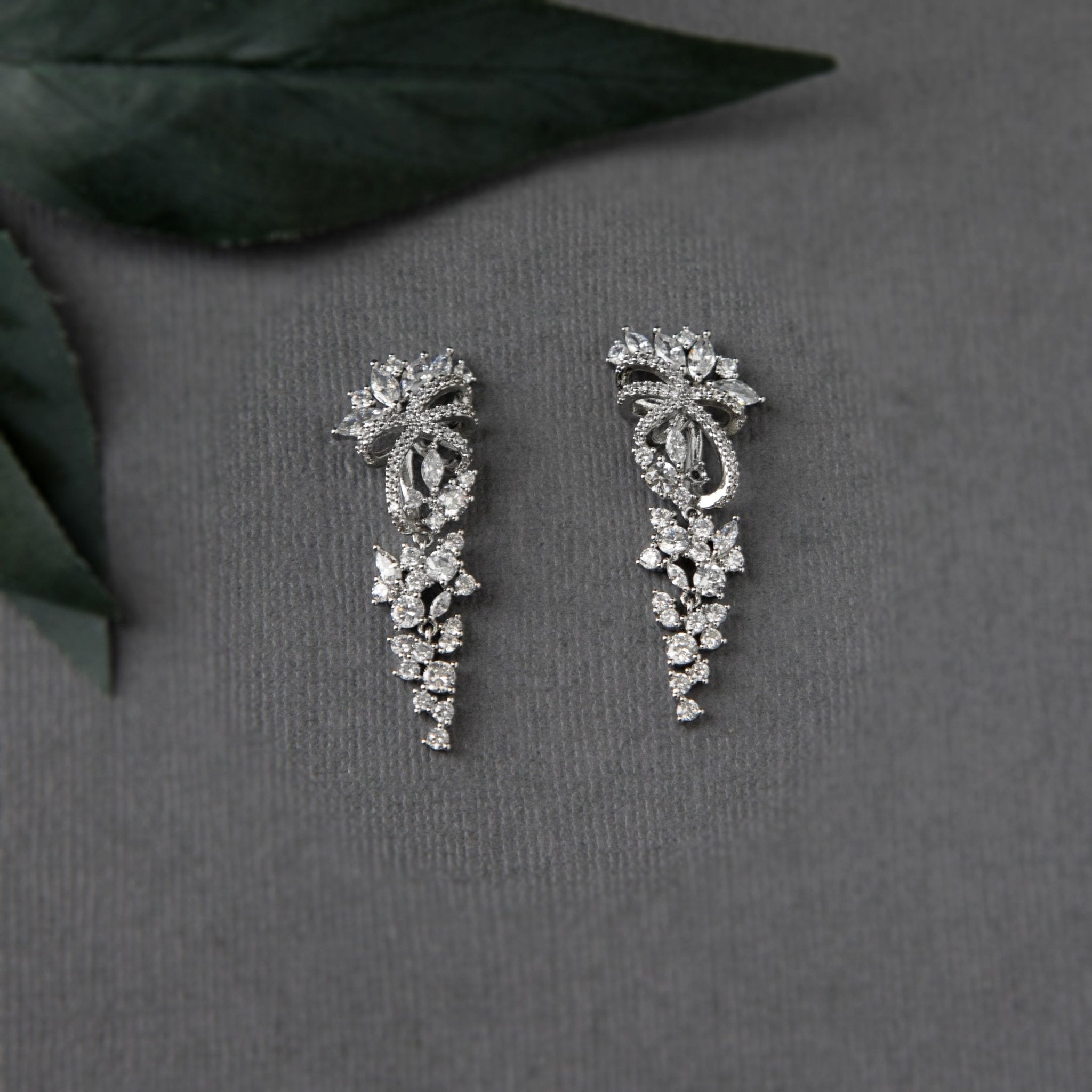 Ribbon Wrapped Marquise CZ Wedding Earrings - Earrings - Cassandra Lynne