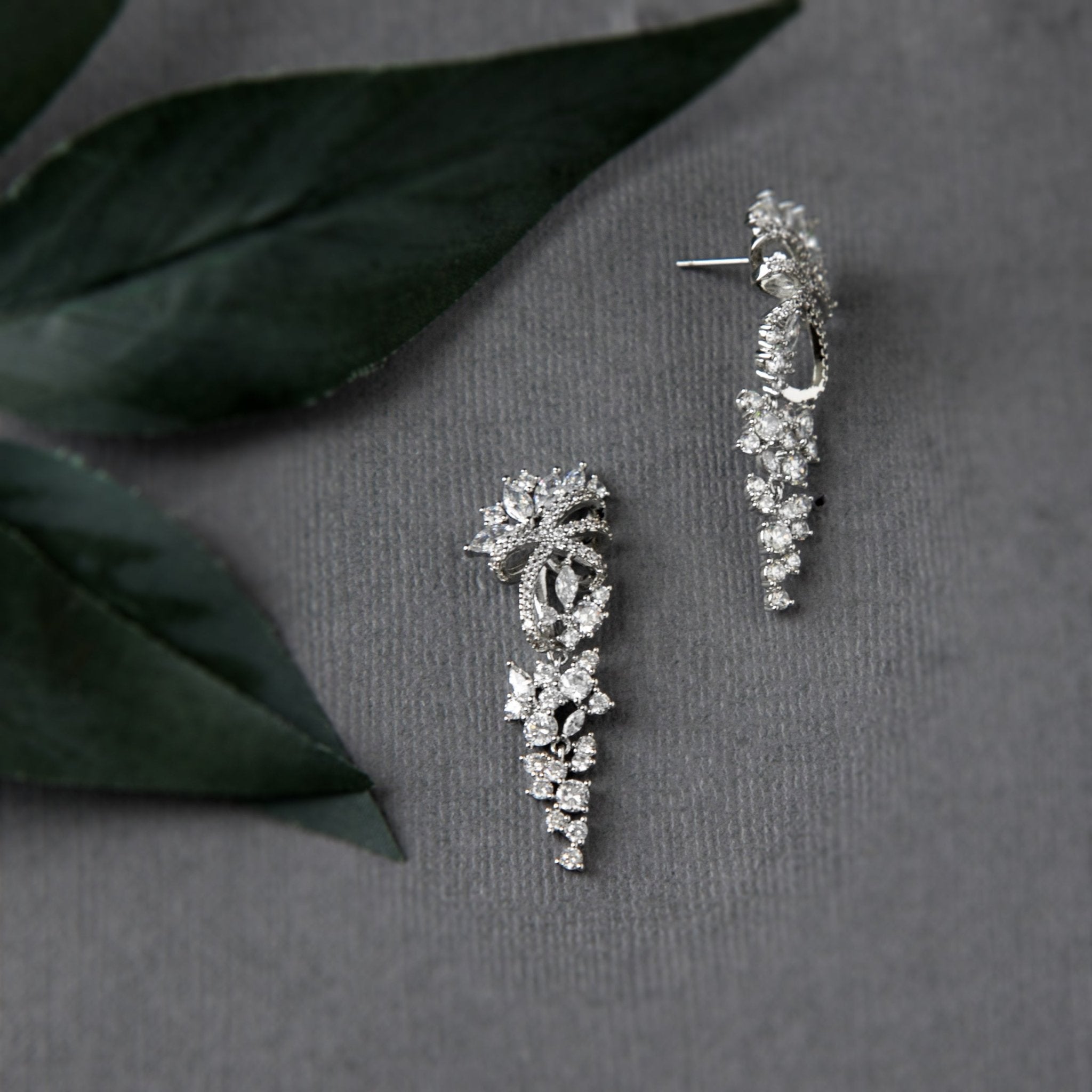 Ribbon Wrapped Marquise CZ Wedding Earrings - Earrings - Cassandra Lynne