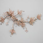 Rose Gold and Blush Crystal Beads Leafy Hair Clip - Hair Clips - Cassandra Lynne