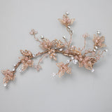Rose Gold and Blush Crystal Beads Leafy Hair Clip - Hair Clips - Cassandra Lynne