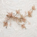 Rose Gold and Blush Crystal Beads Leafy Hair Clip - Hair Clips - Cassandra Lynne