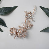 Rose Gold Crystal Floral Bridal Hair Clip - Hair Clips - Cassandra Lynne