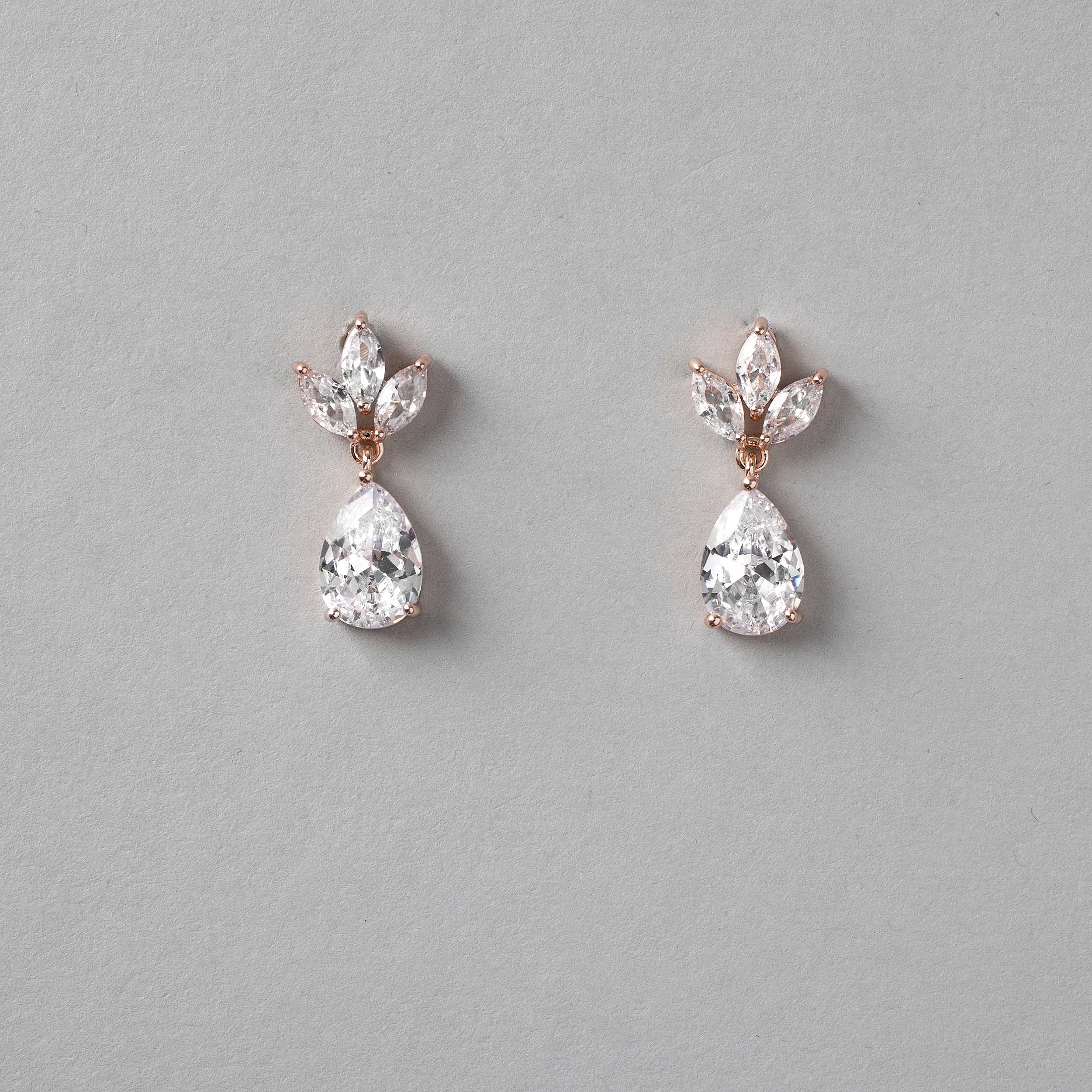 Clip-On Classic Wedding Earrings with CZ Pear Drop