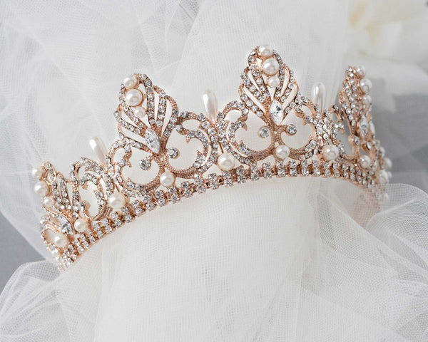 【Meadow Flower】Gold Tiara / 2-5y Rose Gold Princess Tiara with Floral Design - Cassandra Lynne