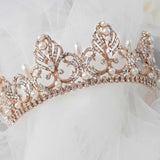 Rose Gold Regal Tiara of Tiara Drop Pearls - Tiara - Cassandra Lynne