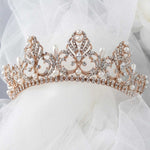 Rose Gold Regal Tiara of Tiara Drop Pearls - Tiara - Cassandra Lynne