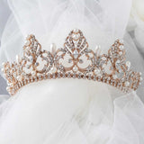 Rose Gold Regal Tiara of Tiara Drop Pearls - Tiara - Cassandra Lynne