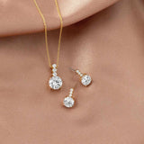 Round CZ Jewel Pendant Necklace Earring Set - Necklace Set - Cassandra Lynne