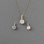 Round CZ Jewel Pendant Necklace Earring Set - Necklace Set - Cassandra Lynne