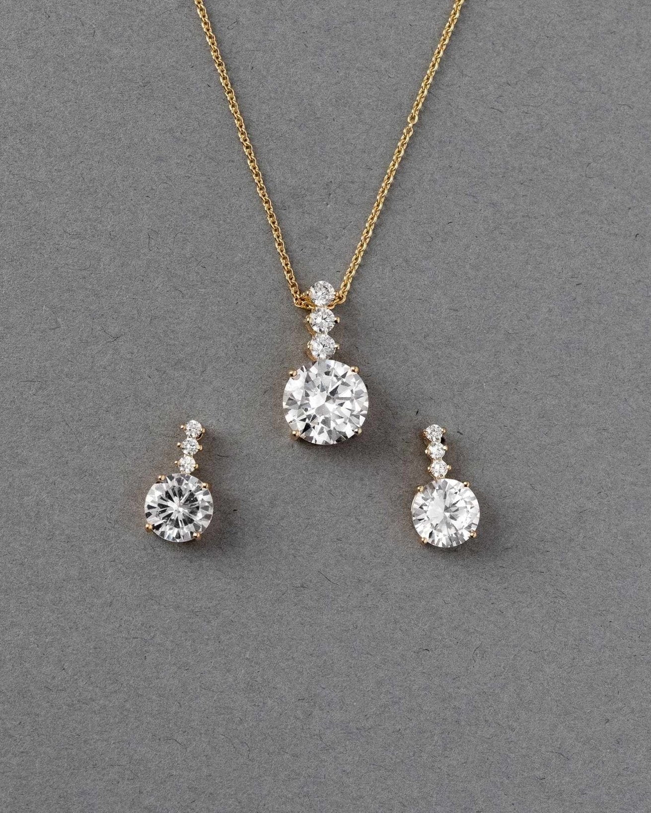 Round CZ Jewel Pendant Necklace Earring Set - Necklace Set - Cassandra Lynne