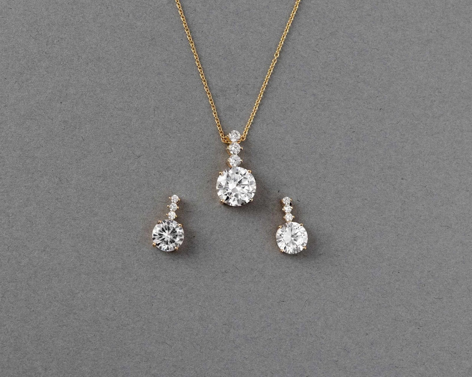 Round CZ Jewel Pendant Necklace Earring Set - Necklace Set - Cassandra Lynne