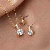 Round CZ Jewel Pendant Necklace Earring Set - Necklace Set - Cassandra Lynne