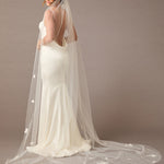 Cathedral Veil With Scattered Lace Pearls and Rhinestones - Cassandra Lynne