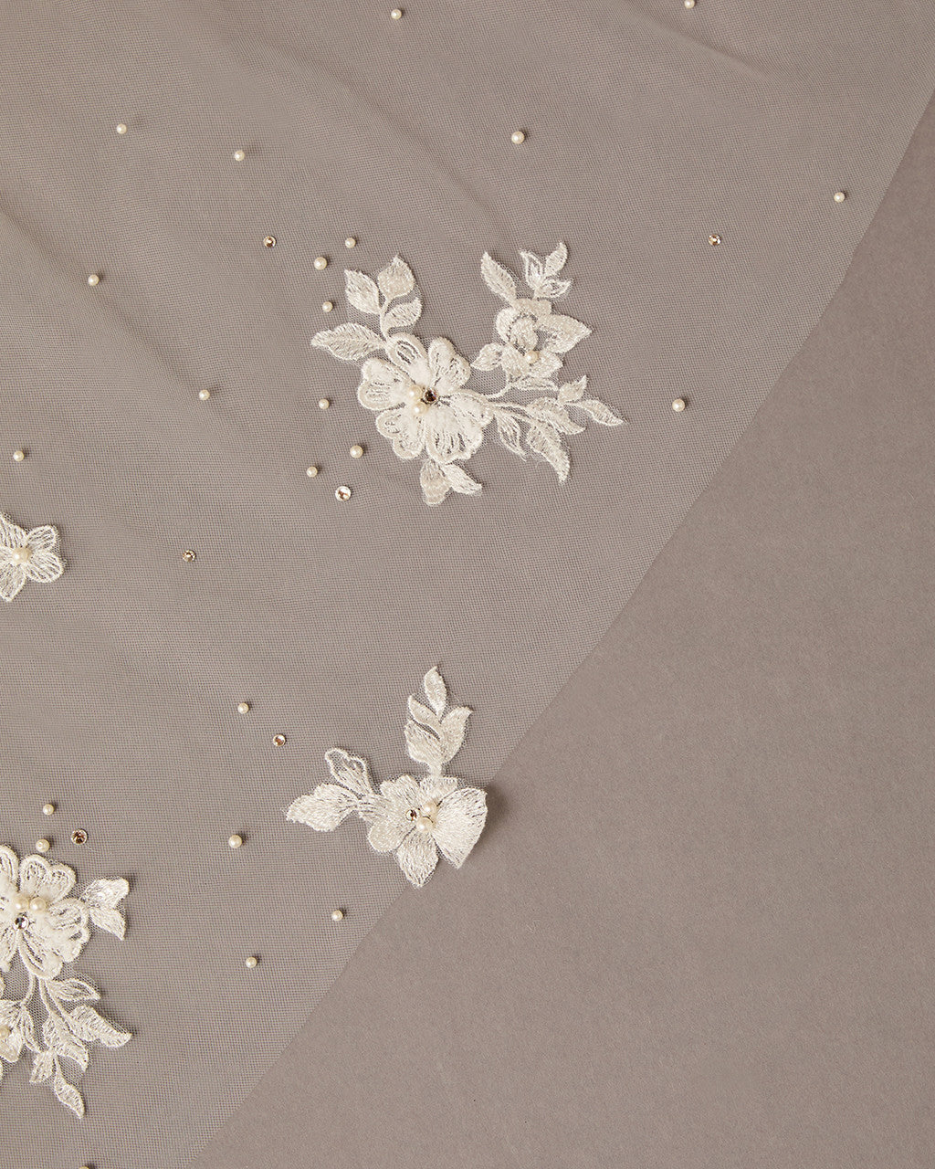 Cathedral Veil With Scattered Lace Pearls and Rhinestones - Cassandra Lynne