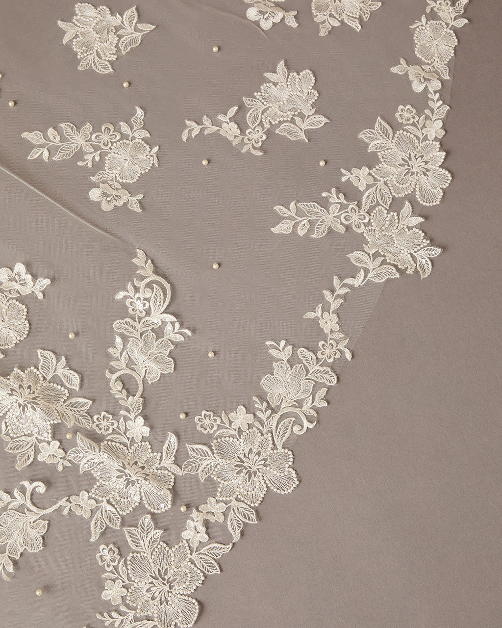 Royal Cathedral Veil With Sequined Lace and Pearls - Cassandra Lynne