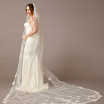 Royal Cathedral Veil With Sequined Lace and Pearls - Cassandra Lynne