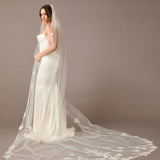 Royal Cathedral Veil With Sequined Lace and Pearls - Cassandra Lynne