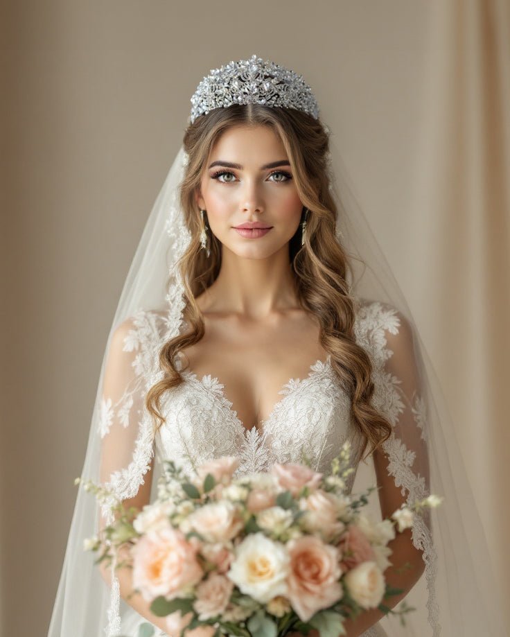 Royal Pearl and Teardrop Crystal Crown - Tiara - Cassandra Lynne