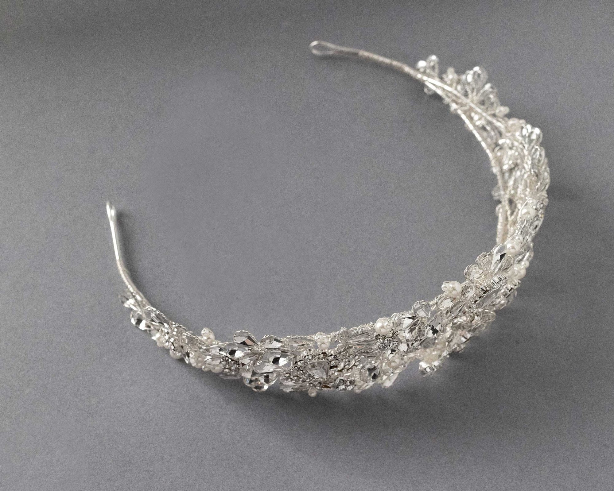 Royal Pearl and Teardrop Crystal Crown - Tiara - Cassandra Lynne