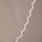 Bridal Veil with Scalloped Small Eyelash Lace Decorative lace trim on a beige background