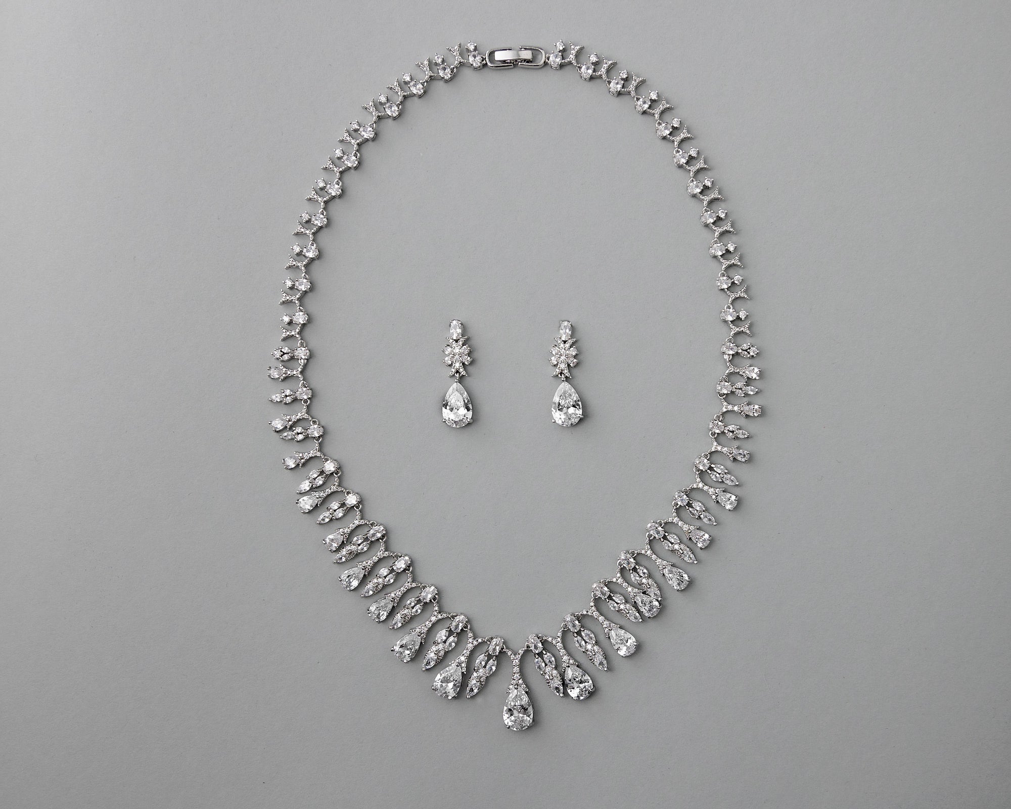 Scalloped Water Drop CZ Necklace Set- Cassandra Lynne