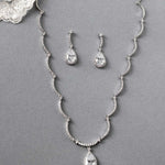 Scalloped CZ Wedding Necklace and Earrings - Necklace Set - Cassandra Lynne