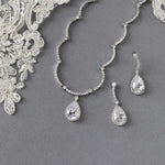 Scalloped CZ Wedding Necklace and Earrings - Necklace Set - Cassandra Lynne