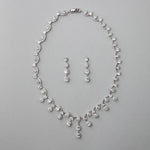 Scalloped Oval Drops CZ Bridal Necklace Set - Necklace Set - Cassandra Lynne