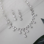 Scalloped Oval Drops CZ Bridal Necklace Set - Necklace Set - Cassandra Lynne