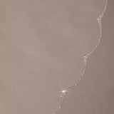 Scalloped Bridal Veil Covered in Pearls and Beads Detail Image