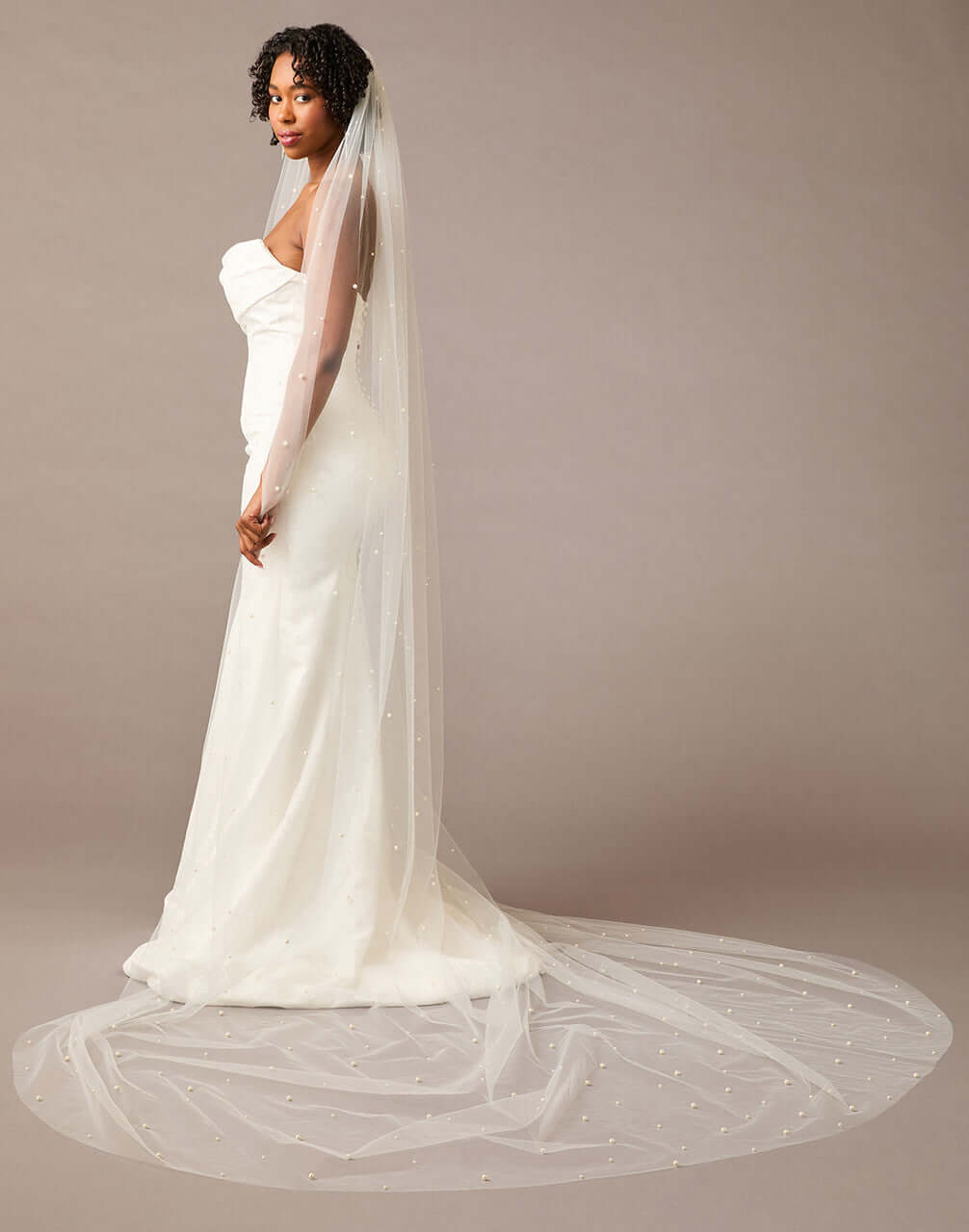 Pearl Scattered Cathedral Bridal Veil - Cassandra Lynne