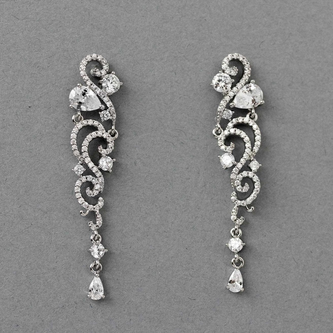 Scrolling CZ Wedding Earrings - earrings - Cassandra Lynne