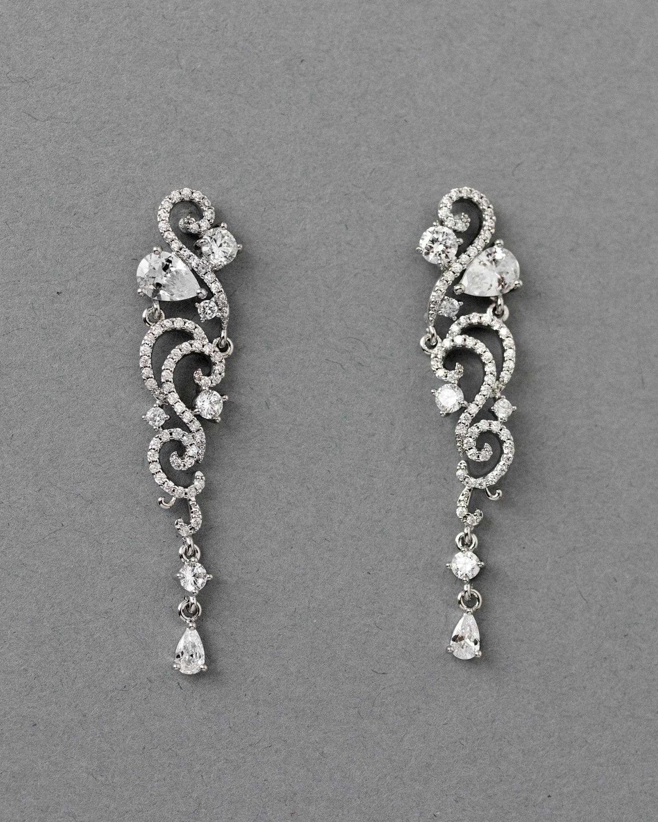 Scrolling CZ Wedding Earrings - earrings - Cassandra Lynne