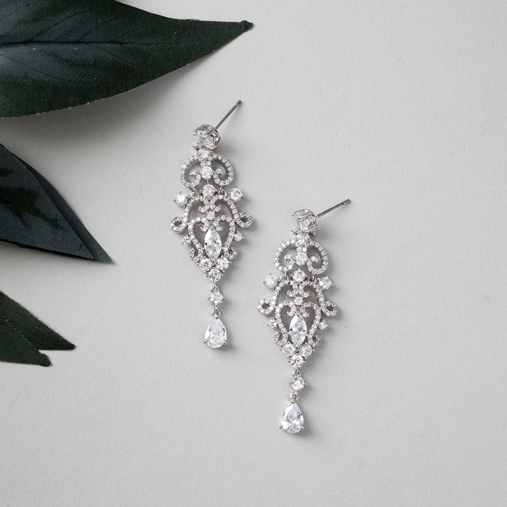 Scrolling Mini Chandelier CZ Earrings - Earrings - Cassandra Lynne