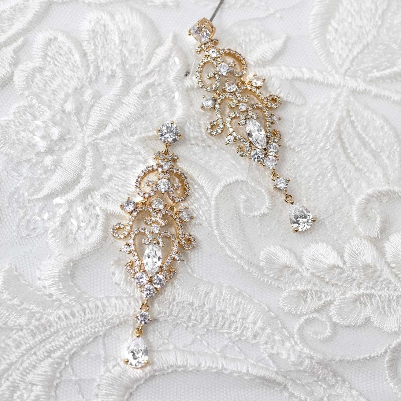 Scrolling Mini Chandelier CZ Earrings - Earrings - Cassandra Lynne