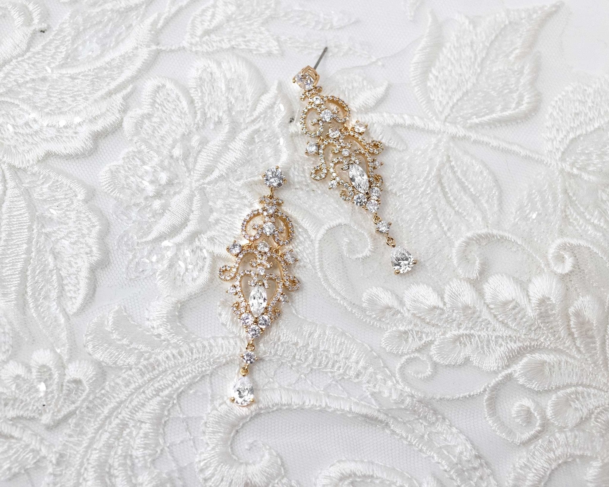 Scrolling Mini Chandelier CZ Earrings - Earrings - Cassandra Lynne