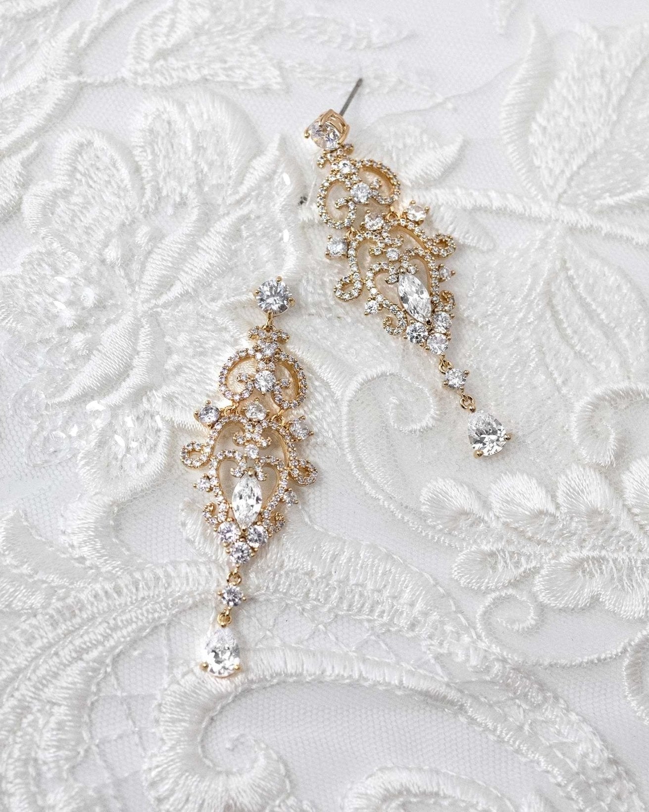 Scrolling Mini Chandelier CZ Earrings - Earrings - Cassandra Lynne