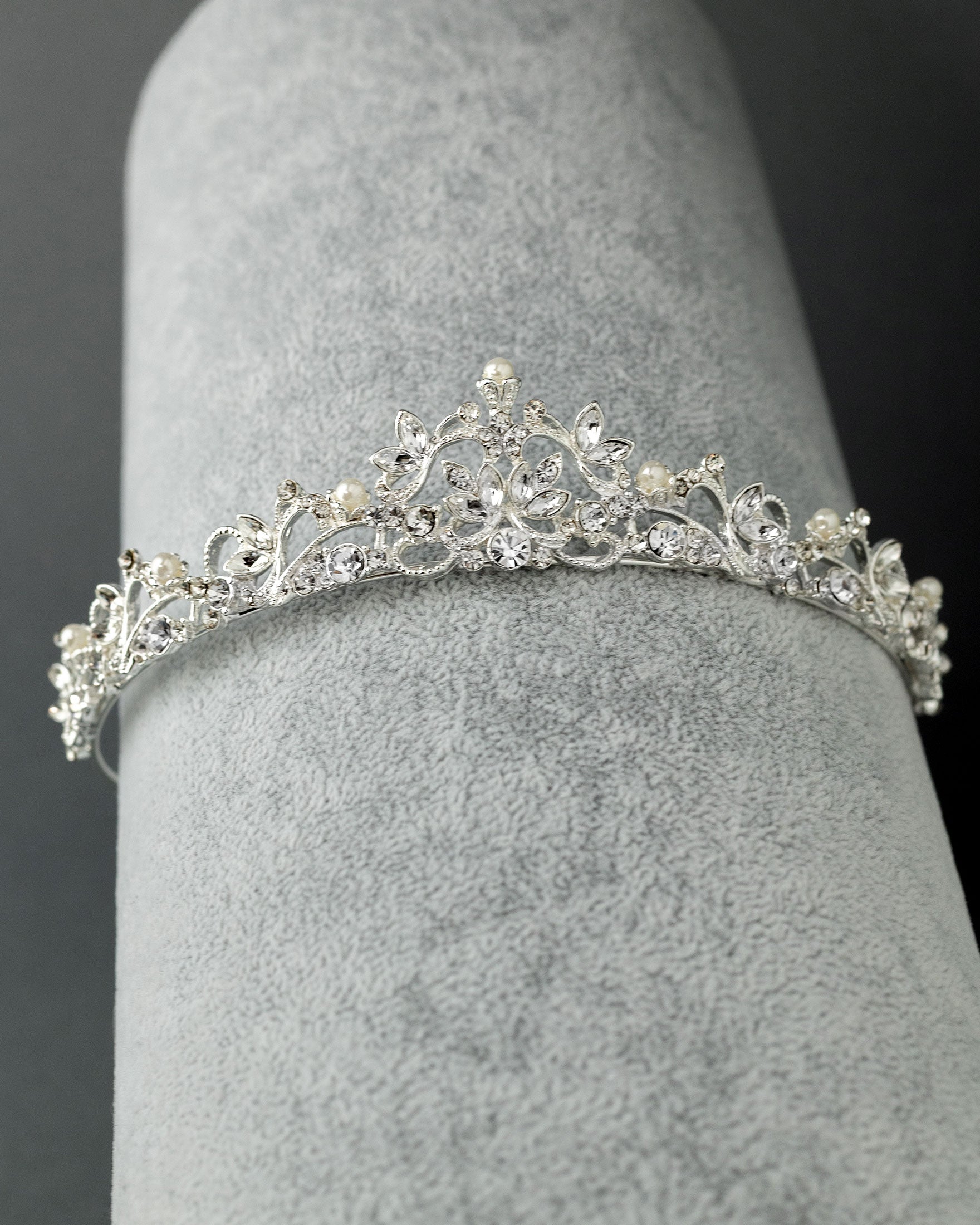 Scrolling Petite Pearl Tiara Silver - Cassandra Lynne